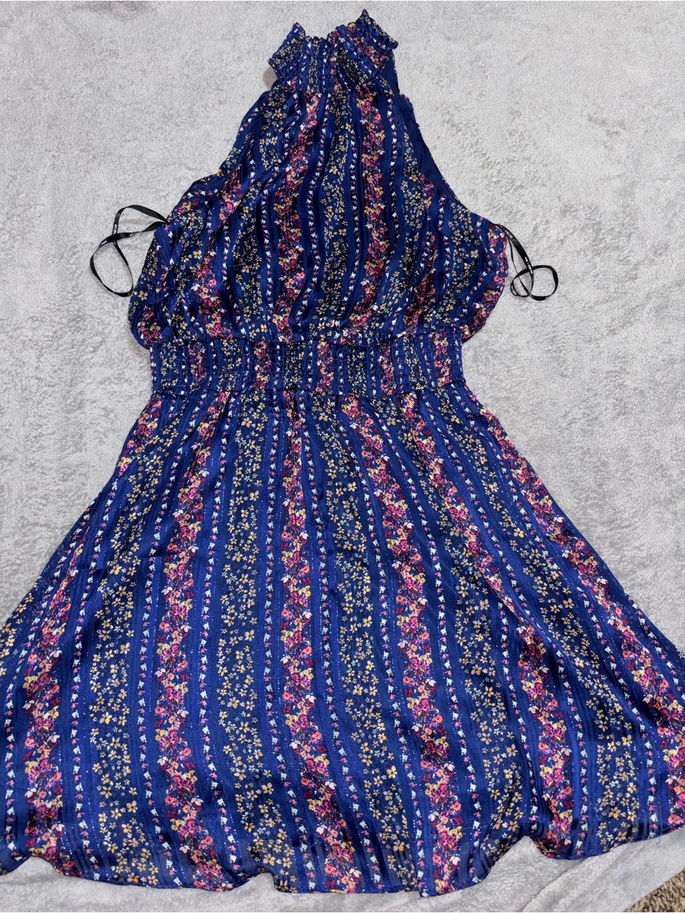 BCBG Paris Navy Floral Halter Mini Dress